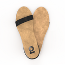 Gheta multifunctional lifestyle sandal and insole front in light brown and black – made from Italian leather, light, custom-fit and antibacterial.