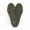 Gheta multifunctional lifestyle sandal and insole front in olive – made from Italian leather, light, custom-fit and antibacterial.