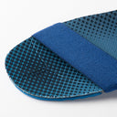 Gheta multifunctional active sandal and insole front in dark and light blue with antibacterial upper and flexible strap.